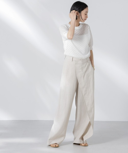 NANO universe（ナノユニバース）の「レース柄クルーネック半袖ニット（ニット/セーター・レディース・ホワイト/グリーン/ブラック・FREE）」の17枚目の写真