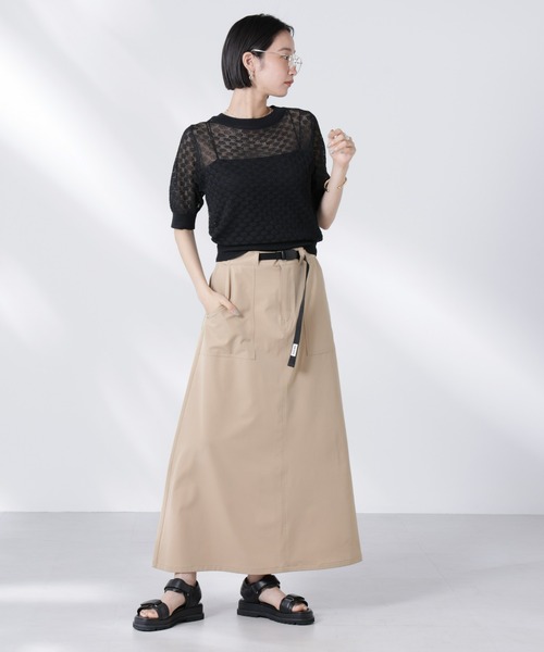 NANO universe（ナノユニバース）の「レース柄クルーネック半袖ニット（ニット/セーター・レディース・ホワイト/グリーン/ブラック・FREE）」の10枚目の写真