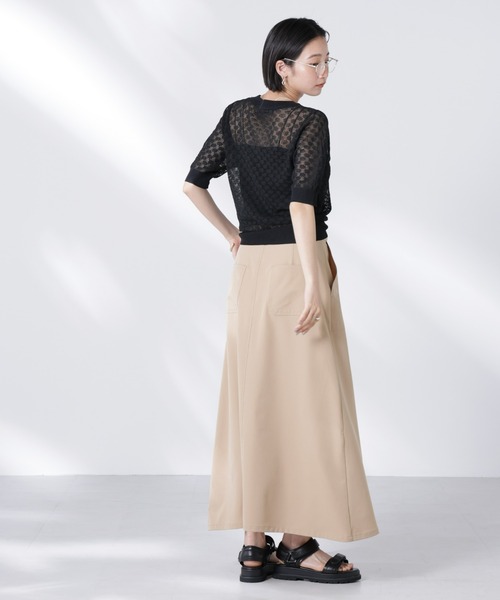 NANO universe（ナノユニバース）の「レース柄クルーネック半袖ニット（ニット/セーター・レディース・ホワイト/グリーン/ブラック・FREE）」の7枚目の写真