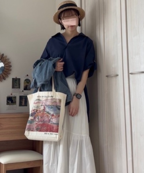 Belle Cie（ベルシー）の「抜け感プラスでオトナな スキッパー チュニック シャツ（チュニック・レディース・レッド/ネイビー/ブラック/ホワイト/マスタード/ピンク・FREE）」の22枚目の写真