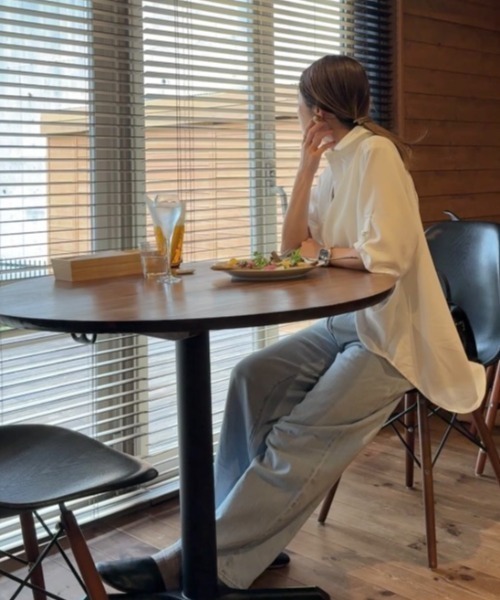 Belle Cie（ベルシー）の「抜け感プラスでオトナな スキッパー チュニック シャツ（チュニック・レディース・レッド/ネイビー/ブラック/ホワイト/マスタード/ピンク・FREE）」の15枚目の写真