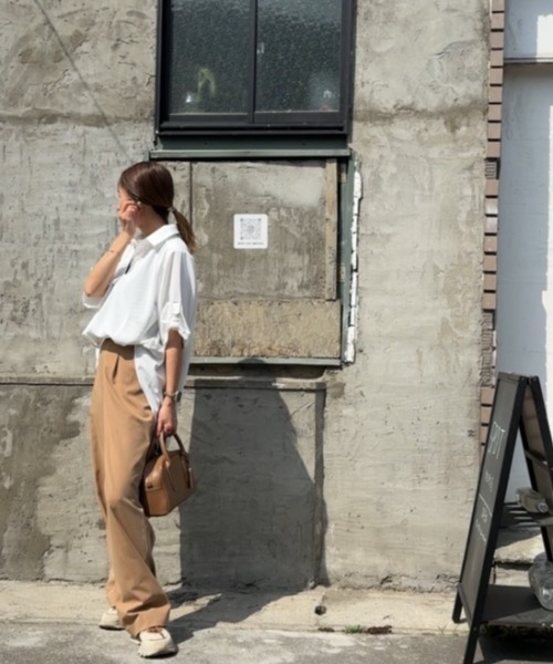 Belle Cie（ベルシー）の「抜け感プラスでオトナな スキッパー チュニック シャツ（チュニック・レディース・レッド/ネイビー/ブラック/ホワイト/マスタード/ピンク・FREE）」の17枚目の写真