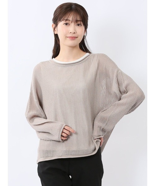 m.f.editorial(エムエフエディトリアル)の「【アンサンブル】m.f.エディトリアル レディース メッシュニット&タンクトップ アンサンブル(アンサンブル・レディース・グレー系その他2/ブラック/ベージュ・MEDIUM/LARGE)」の3枚目の写真