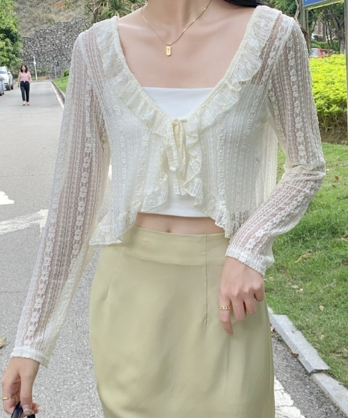 カーディガン シアーレースボレロ レディース 楽天市場】カーデ レース ボレロ アウター シアー 【即納】 薄手