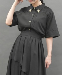 axes femme POETIQUE | 衿金具付き半袖ブラウス(シャツ/ブラウス)
