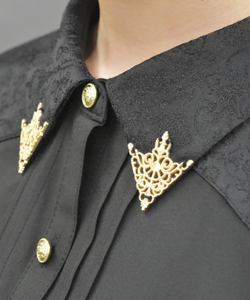 axes femme POETIQUE(アクシーズファムポエティック)の「衿金具付き半袖ブラウス(シャツ/ブラウス・レディース・ブラック/ホワイト/ワイン・MEDIUM)」の7枚目の写真