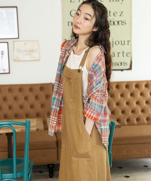 niko and...（ニコアンド）の「リネン混サッカーチェックシャツ（シャツ/ブラウス・レディース・ブルー/アイボリー/ライトブルー/オレンジ/グリーン・MEDIUM/LARGE）」の20枚目の写真