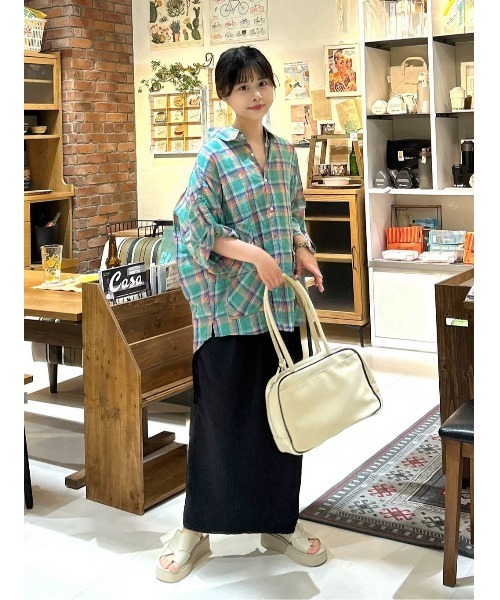 niko and（ニコアンド）の「リネン混サッカーチェックシャツ