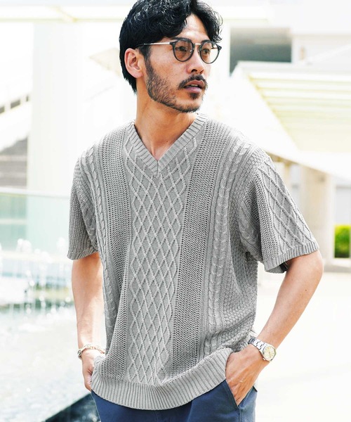jiggys shop(ジギーズショップ)の「アラン サマーニット セーター(ニット/セーター・メンズ・ブラック/グレー系その他/グリーン系その他/グレー系その他3/グレー系その他2/ブルー系その他/ホワイト/ホワイト系その他/ライトグレー/グリーン系その他2/ブラック系その他/ブルー系その他4/ブルー系その他3/ブルー系その他2・SMALL/MEDIUM/X-LARGE/LARGE)」の7枚目の写真