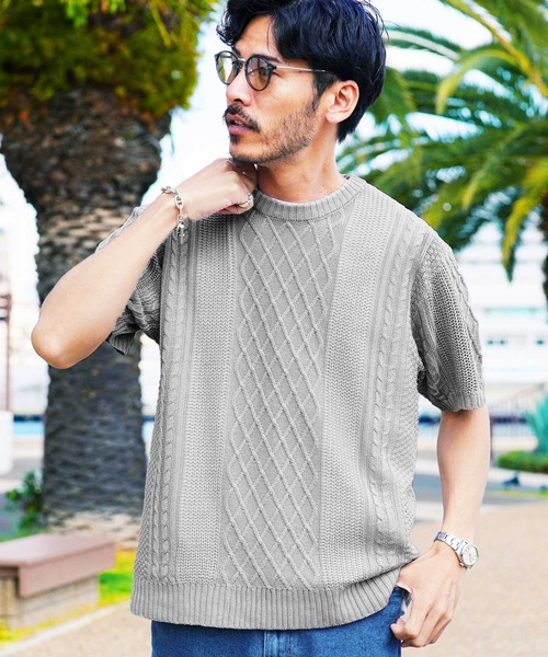jiggys shop(ジギーズショップ)の「アラン サマーニット セーター(ニット/セーター・メンズ・ブラック/グレー系その他/グリーン系その他/グレー系その他3/グレー系その他2/ブルー系その他/ホワイト/ホワイト系その他/ライトグレー/グリーン系その他2/ブラック系その他/ブルー系その他4/ブルー系その他3/ブルー系その他2・SMALL/MEDIUM/X-LARGE/LARGE)」の6枚目の写真