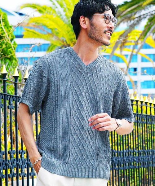jiggys shop(ジギーズショップ)の「アラン サマーニット セーター(ニット/セーター・メンズ・ブラック/グレー系その他/グリーン系その他/グレー系その他3/グレー系その他2/ブルー系その他/ホワイト/ホワイト系その他/ライトグレー/グリーン系その他2/ブラック系その他/ブルー系その他4/ブルー系その他3/ブルー系その他2・SMALL/MEDIUM/X-LARGE/LARGE)」の14枚目の写真