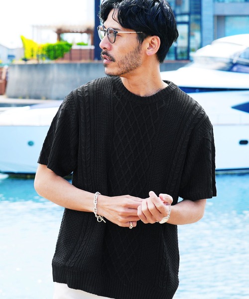 jiggys shop(ジギーズショップ)の「アラン サマーニット セーター(ニット/セーター・メンズ・ブラック/グレー系その他/グリーン系その他/グレー系その他3/グレー系その他2/ブルー系その他/ホワイト/ホワイト系その他/ライトグレー/グリーン系その他2/ブラック系その他/ブルー系その他4/ブルー系その他3/ブルー系その他2・SMALL/MEDIUM/X-LARGE/LARGE)」の4枚目の写真