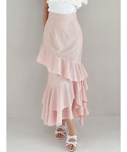 RESEXXY(リゼクシー)の「メッシュラッフルスカート(スカート・レディース・ピンク/ブラック/ホワイト・FREE)」の3枚目の写真