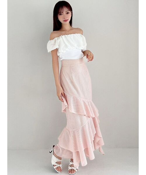 RESEXXY(リゼクシー)の「メッシュラッフルスカート(スカート・レディース・ピンク/ブラック/ホワイト・FREE)」の18枚目の写真