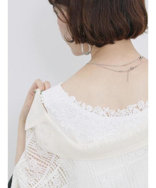Samansa Mos2 blue(サマンサモスモスブルー)の「前後2wayモチーフレースタンク(Tシャツ/カットソー・レディース・イエロー/ブラック/オフホワイト・F)」の2枚目の写真