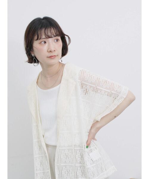 Samansa Mos2 blue(サマンサモスモスブルー)の「前後2wayモチーフレースタンク(Tシャツ/カットソー・レディース・イエロー/ブラック/オフホワイト・F)」の5枚目の写真
