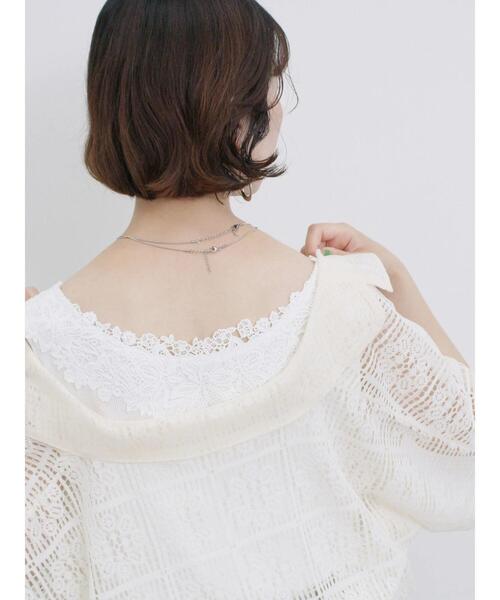 Samansa Mos2 blue(サマンサモスモスブルー)の「前後2wayモチーフレースタンク(Tシャツ/カットソー・レディース・イエロー/ブラック/オフホワイト・F)」の12枚目の写真