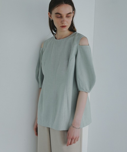 MANOF(マノフ)の「SLASH SHOULDER TOPS(Tシャツ/カットソー・レディース・ミント/アイボリー/ブラック・M/S)」の22枚目の写真