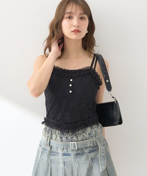 earth music&ecology（アースミュージックアンドエコロジー）の「コルセットライクキャミソール（キャミソール・レディース・ブラック/オフホワイト・S/M）」の5枚目の写真