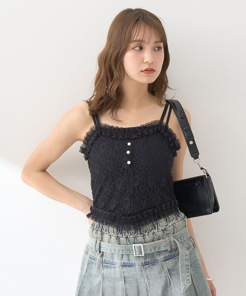 earth music&ecology（アースミュージックアンドエコロジー）の「コルセットライクキャミソール（キャミソール・レディース・ブラック/オフホワイト・S/M）」の6枚目の写真