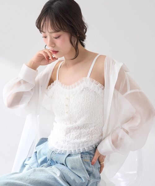 earth music&ecology（アースミュージックアンドエコロジー）の「コルセットライクキャミソール（キャミソール・レディース・ブラック/オフホワイト・S/M）」の10枚目の写真