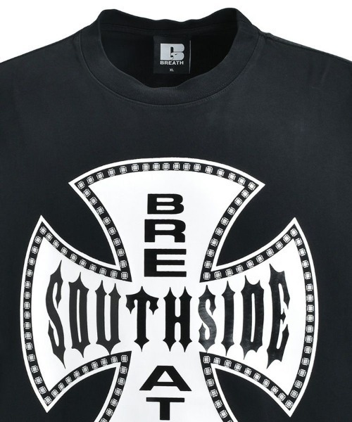 BREATH / ブレス】SOUTHSIDE CROSS LOGO TEE / ブラック×ホワイト [BR