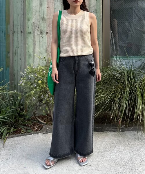 WILLOW（ウィロー）の「【willow】透かし編みタンクニット（Tシャツ/カットソー・レディース・アイボリー/ブラック・ONE SIZE）」の15枚目の写真