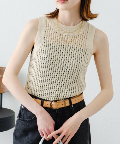 WILLOW（ウィロー）の「【willow】透かし編みタンクニット（Tシャツ/カットソー・レディース・アイボリー/ブラック・ONE SIZE）」の14枚目の写真