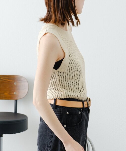 WILLOW（ウィロー）の「【willow】透かし編みタンクニット（Tシャツ/カットソー・レディース・アイボリー/ブラック・ONE SIZE）」の12枚目の写真