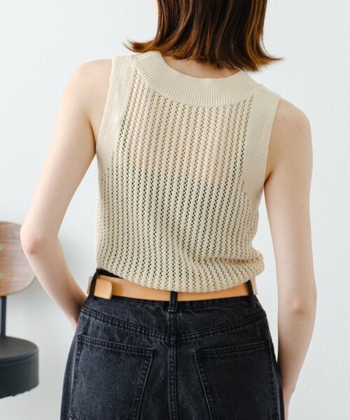 WILLOW（ウィロー）の「【willow】透かし編みタンクニット（Tシャツ/カットソー・レディース・アイボリー/ブラック・ONE SIZE）」の11枚目の写真