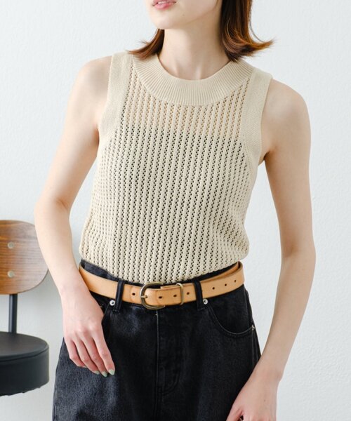 WILLOW（ウィロー）の「【willow】透かし編みタンクニット（Tシャツ/カットソー・レディース・アイボリー/ブラック・ONE SIZE）」の10枚目の写真