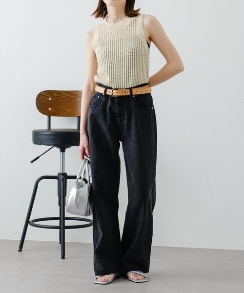 WILLOW（ウィロー）の「【willow】透かし編みタンクニット（Tシャツ/カットソー・レディース・アイボリー/ブラック・ONE SIZE）」の8枚目の写真