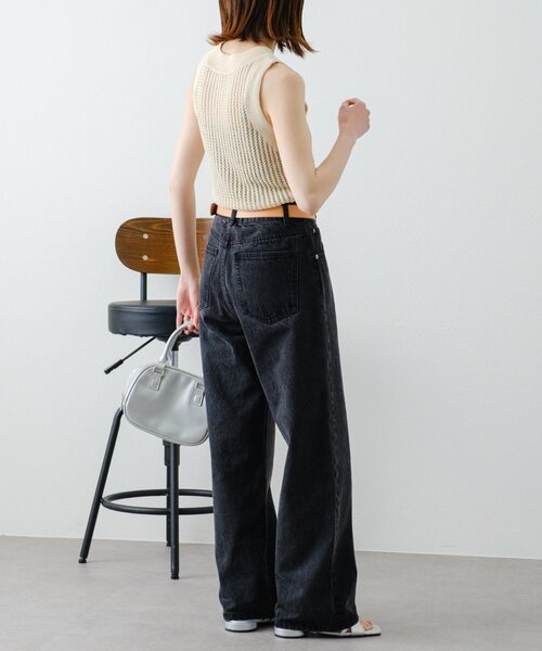 WILLOW（ウィロー）の「【willow】透かし編みタンクニット（Tシャツ/カットソー・レディース・アイボリー/ブラック・ONE SIZE）」の6枚目の写真