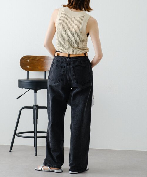 WILLOW（ウィロー）の「【willow】透かし編みタンクニット（Tシャツ/カットソー・レディース・アイボリー/ブラック・ONE SIZE）」の5枚目の写真