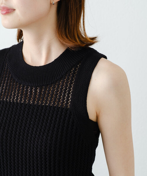 WILLOW（ウィロー）の「【willow】透かし編みタンクニット（Tシャツ/カットソー・レディース・アイボリー/ブラック・ONE SIZE）」の22枚目の写真