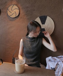 Reurie' | オリジナルエアリーシアーニット／original airy sheer knit フレンチスリーブ ノースリーブ シンプル ミニマル きれいめ カジュアル モード 透け感 サマーニット(ニット/セーター)