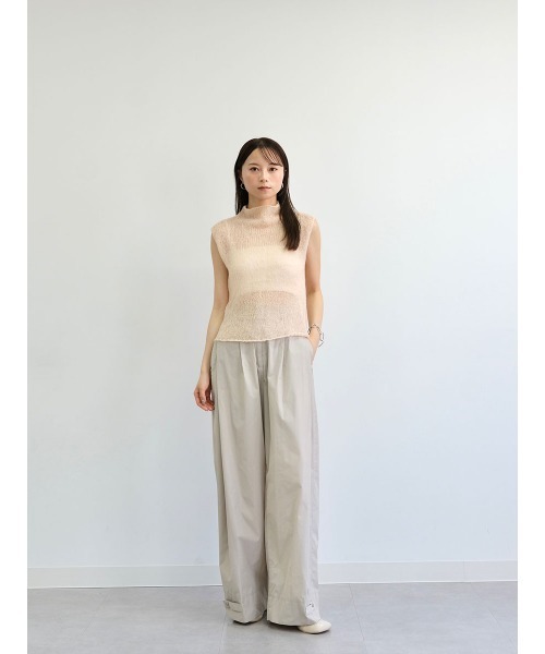 Reurie'（レウリィ）の「オリジナルエアリーシアーニット／original airy sheer knit フレンチスリーブ ノースリーブ シンプル ミニマル きれいめ カジュアル モード 透け感 サマーニット（ニット/セーター・レディース・チャコール/ベージュ/ピンク・FREE）」の21枚目の写真