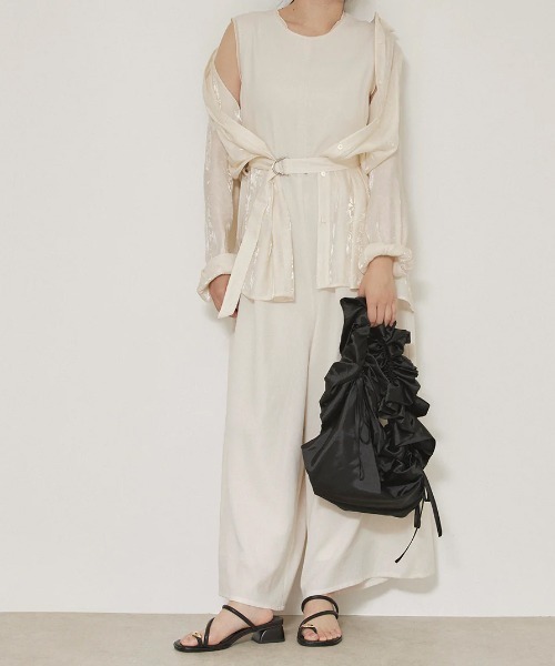 LOVELESS（ラブレス）の「エージングドビーサロペット（サロペット/オーバーオール・レディース・パープル系その他5/ブラック/オフホワイト・36）」の4枚目の写真