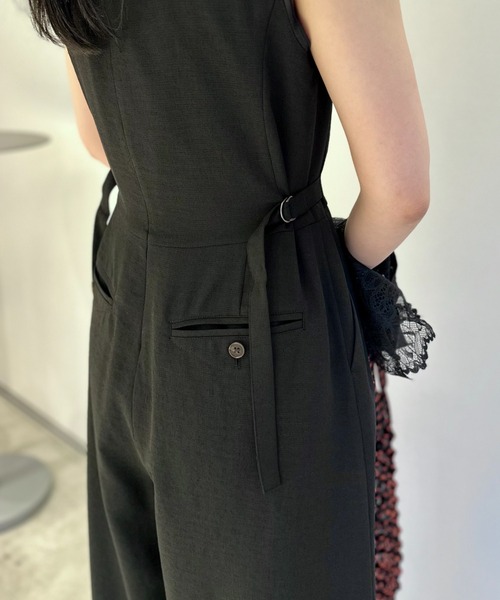 LOVELESS（ラブレス）の「エージングドビーサロペット（サロペット/オーバーオール・レディース・パープル系その他5/ブラック/オフホワイト・36）」の9枚目の写真