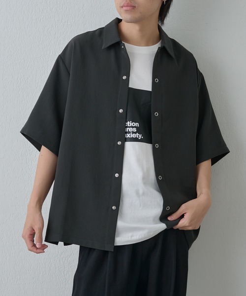 COLONY 2139（コロニートゥーワンスリーナイン）の「WFACEワッシャー半袖シャツ（シャツ/ブラウス・メンズ・ネイビー/チャコールグレー・MEDIUM/LARGE）」の3枚目の写真