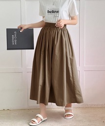ウエストゴムで楽ちん。ロングフレアスカート