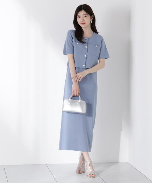 PROPORTION BODY DRESSING（プロポーションボディドレッシング）の「ミラノリブカーデセットアップ（ワンピース・レディース・ネイビー/ブルー・FREE）」の4枚目の写真