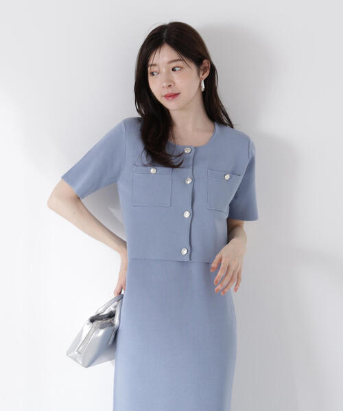 PROPORTION BODY DRESSING（プロポーションボディドレッシング）の「ミラノリブカーデセットアップ（ワンピース・レディース・ネイビー/ブルー・FREE）」の7枚目の写真