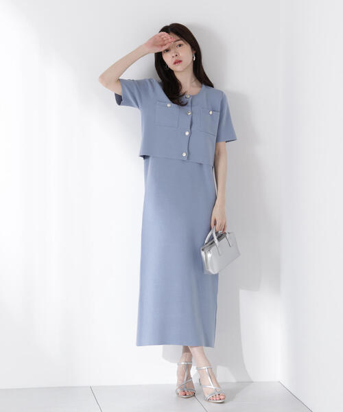 PROPORTION BODY DRESSING（プロポーションボディドレッシング）の「ミラノリブカーデセットアップ（ワンピース・レディース・ネイビー/ブルー・FREE）」の8枚目の写真