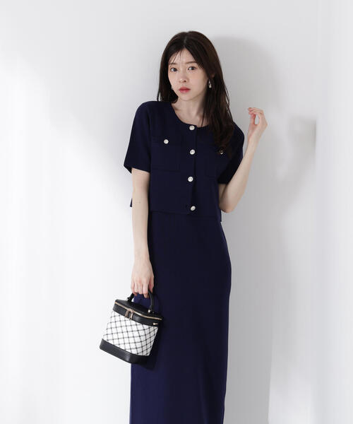 PROPORTION BODY DRESSING（プロポーションボディドレッシング）の「ミラノリブカーデセットアップ（ワンピース・レディース・ネイビー/ブルー・FREE）」の14枚目の写真