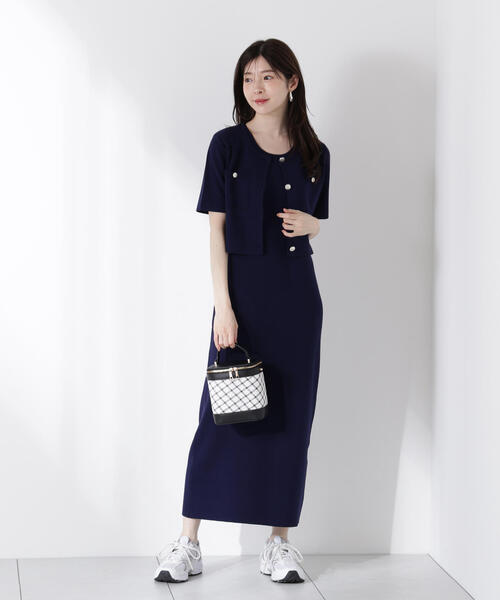 PROPORTION BODY DRESSING（プロポーションボディドレッシング）の「ミラノリブカーデセットアップ（ワンピース・レディース・ネイビー/ブルー・FREE）」の16枚目の写真