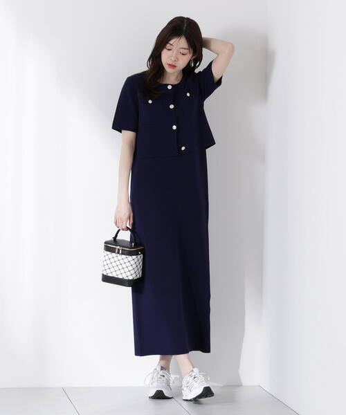 PROPORTION BODY DRESSING（プロポーションボディドレッシング）の「ミラノリブカーデセットアップ（ワンピース・レディース・ネイビー/ブルー・FREE）」の17枚目の写真
