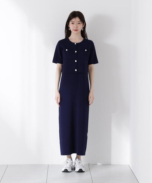PROPORTION BODY DRESSING（プロポーションボディドレッシング）の「ミラノリブカーデセットアップ（ワンピース・レディース・ネイビー/ブルー・FREE）」の22枚目の写真