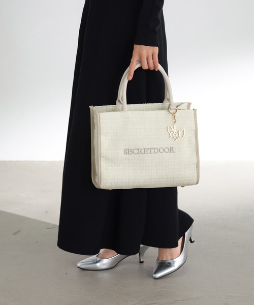 セール】【500mlペットボトル収納可】2way ツイード トート ショルダー