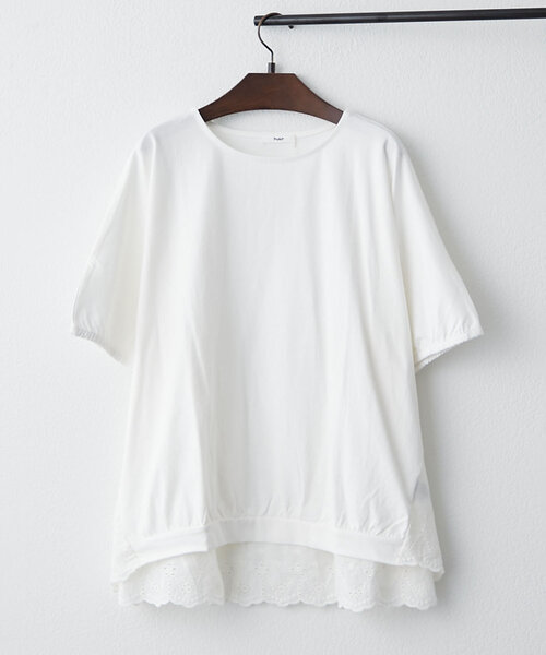 NAO(ナオ)の「【NAO】スカラップレース切替ドルマンプルオーバー(Tシャツ/カットソー・レディース・オフホワイト/スミクロ/ブルー系その他・FREE)」の5枚目の写真